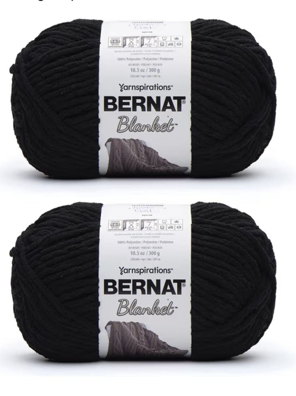 Two Bernat Blanket Yarn Coal